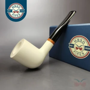 MBSD Meerschaum Deluxe Smooth Billiard Block Meerschaum Pipe, Briar-Mortise, New