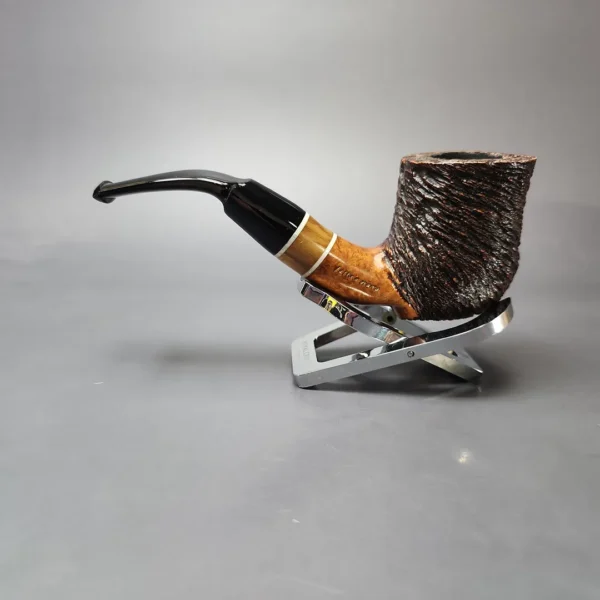 Stefano Santambrogio Partially Rusticated Dublin w/ Olivewood Estate Briar Pipe, Italian Estates - Image 7
