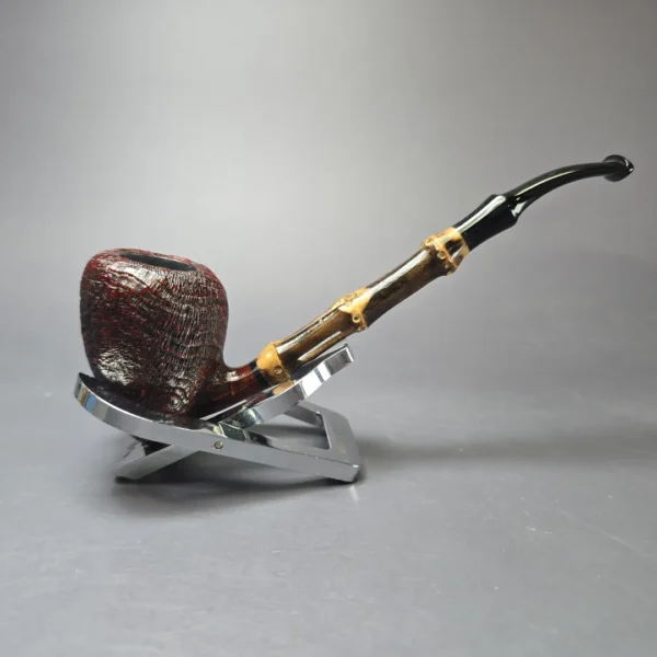MBSD Briars Modern Masters 1 Sandblasted Peewit w/ Bamboo Briar Pipe, New - Image 3