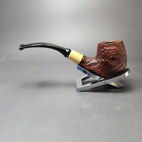MBSD Briars by Piero Vitale Vintage Sandblasted Brandy w/ Boxwood Briar Pipe, New - Image 8