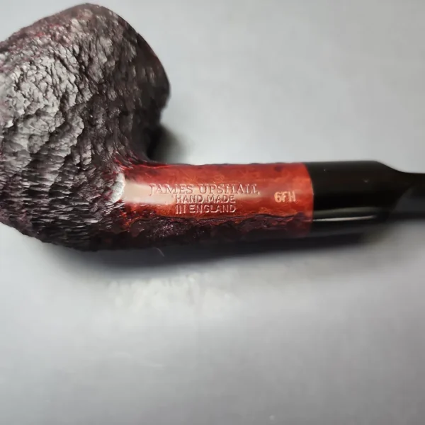 James Upshall Bark Group 6 Partially Rusticated Bent Billiard Estate Briar Pipe, Unsmoked - Image 11