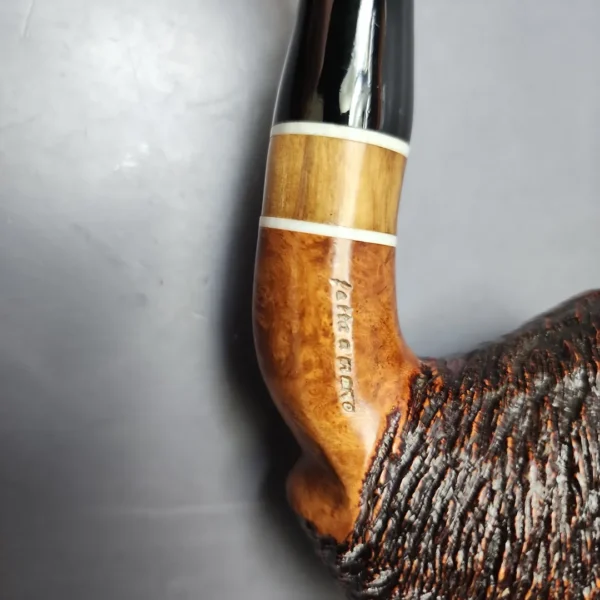 Stefano Santambrogio Partially Rusticated Dublin w/ Olivewood Estate Briar Pipe, Italian Estates - Image 11