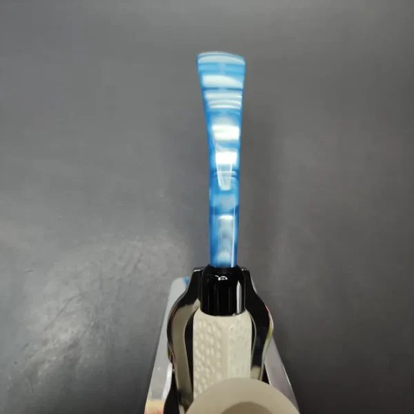 Partial Lattice Bent Dublin w/ Blue Stem & Case Estate Block Meerschaum Pipe, Unsmoked - Image 6