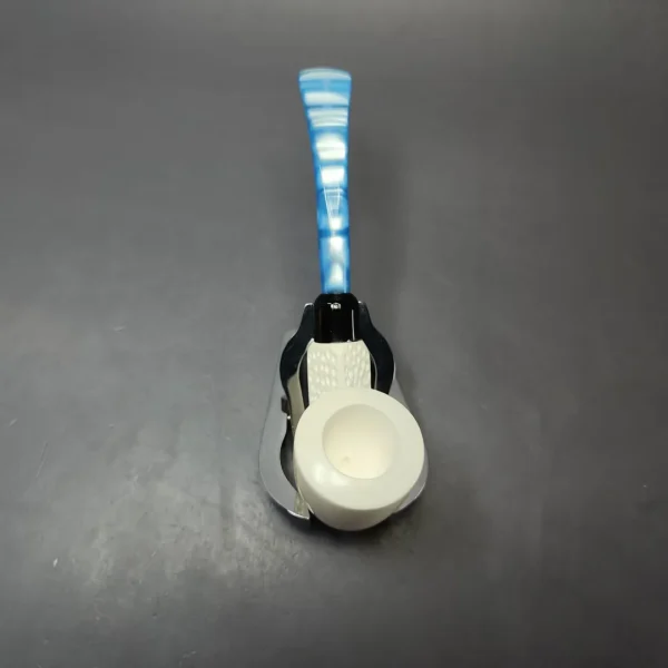 Partial Lattice Bent Dublin w/ Blue Stem & Case Estate Block Meerschaum Pipe, Unsmoked - Image 7