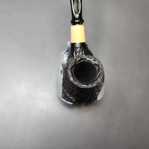 MBSD Briars by Piero Vitale Black Rusticated Brandy w/ Boxwood Briar Pipe, New - Image 4