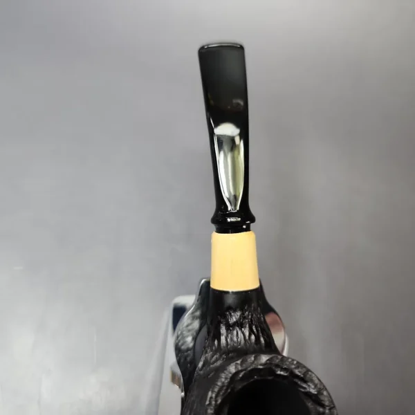 MBSD Briars by Piero Vitale Black Rusticated Brandy w/ Boxwood Briar Pipe, New - Image 5