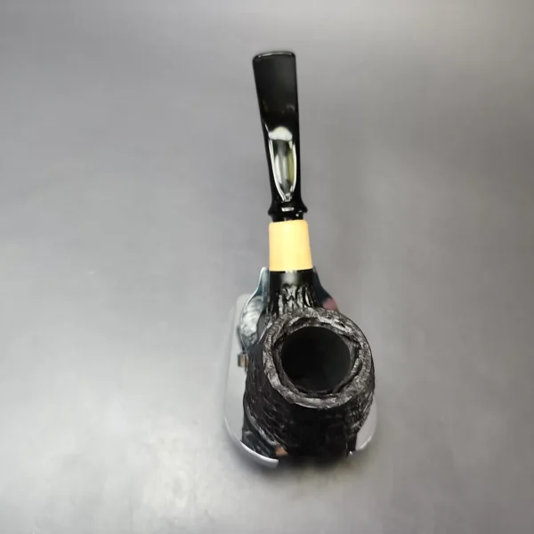 MBSD Briars by Piero Vitale Black Rusticated Brandy w/ Boxwood Briar Pipe, New - Image 6