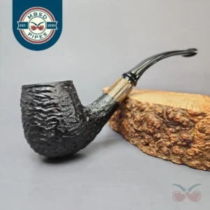 MBSD Briars by Piero Vitale Black Rusticated Brandy w/ Zebrawood Briar Pipe, New