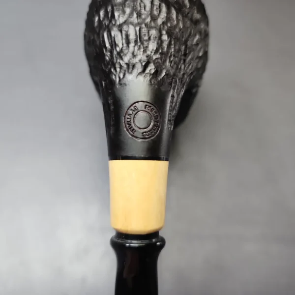 MBSD Briars by Piero Vitale Black Rusticated Brandy w/ Boxwood Briar Pipe, New - Image 10