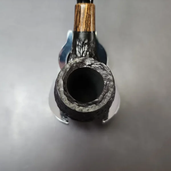 MBSD Briars by Piero Vitale Black Rusticated Brandy w/ Zebrawood Briar Pipe, New - Image 4