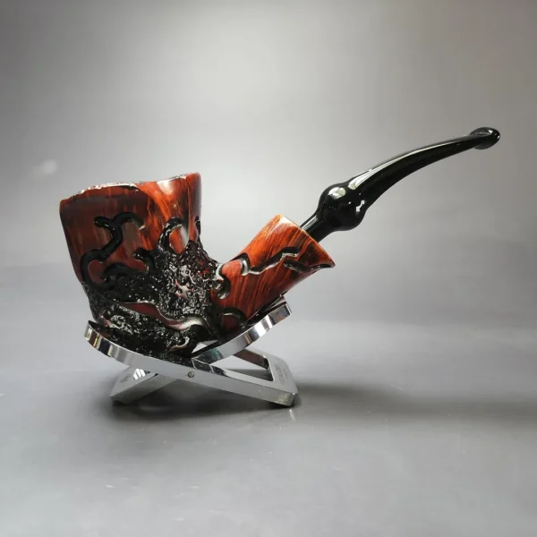 Nording Moss Partially Rusticated Freehand Estate Briar Pipe, Unsmoked - Image 3