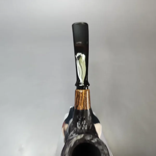 MBSD Briars by Piero Vitale Black Rusticated Brandy w/ Zebrawood Briar Pipe, New - Image 5