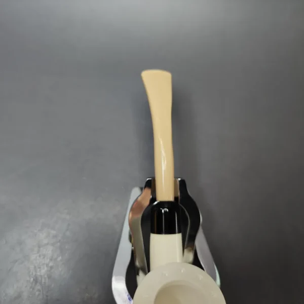 Smooth Dublin w/ Beige Stem & Case Estate Block Meerschaum Pipe, Unsmoked - Image 5