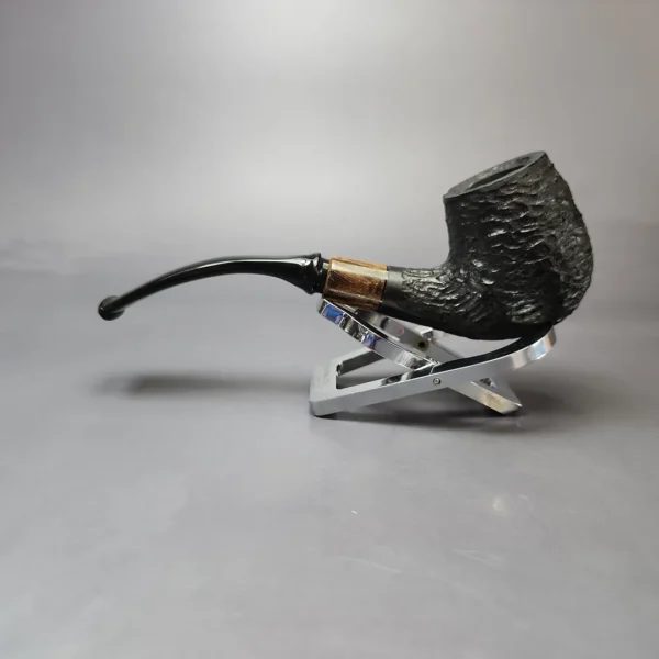 MBSD Briars by Piero Vitale Black Rusticated Brandy w/ Zebrawood Briar Pipe, New - Image 7