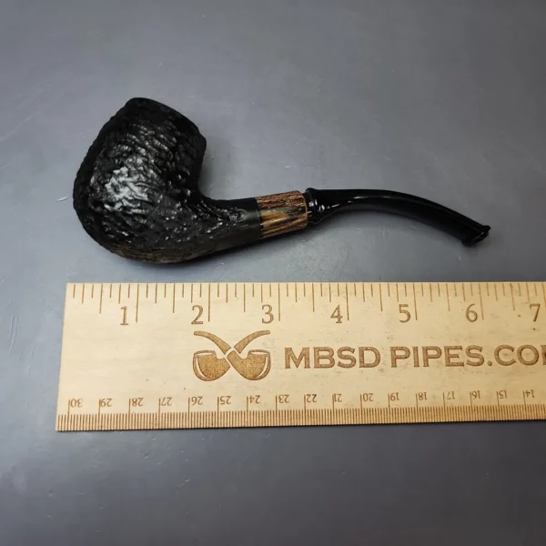 MBSD Briars by Piero Vitale Black Rusticated Brandy w/ Zebrawood Briar Pipe, New - Image 8
