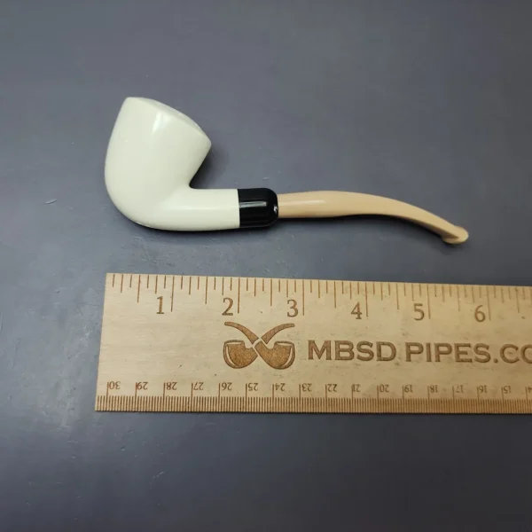 Smooth Dublin w/ Beige Stem & Case Estate Block Meerschaum Pipe, Unsmoked - Image 8
