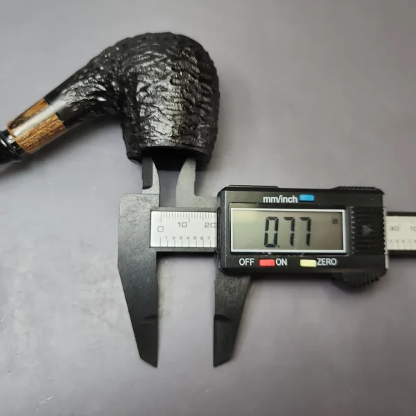 MBSD Briars by Piero Vitale Black Rusticated Brandy w/ Zebrawood Briar Pipe, New - Image 9