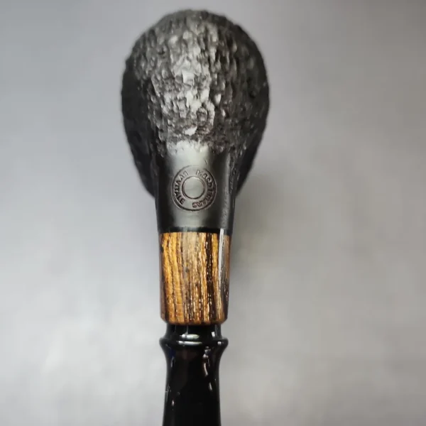 MBSD Briars by Piero Vitale Black Rusticated Brandy w/ Zebrawood Briar Pipe, New - Image 10
