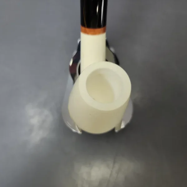 MBSD Meerschaum Deluxe Smooth Bent Billiard Block Meerschaum Pipe, Briar-Mortise, New - Image 4