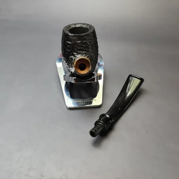 MBSD Briars by Piero Vitale Black Rusticated Brandy w/ Zebrawood Briar Pipe, New - Image 11