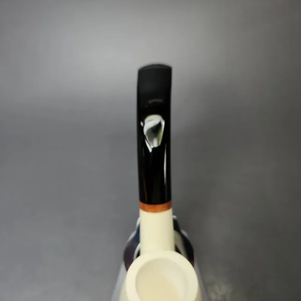 MBSD Meerschaum Deluxe Smooth Bent Billiard Block Meerschaum Pipe, Briar-Mortise, New - Image 5