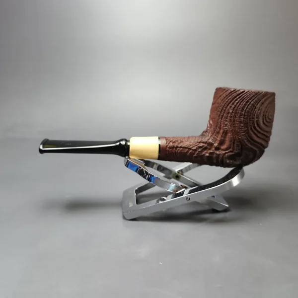 MBSD Briars by Piero Vitale Vintage Sandblasted Billiard w/ Boxwood Briar Pipe, New - Image 7