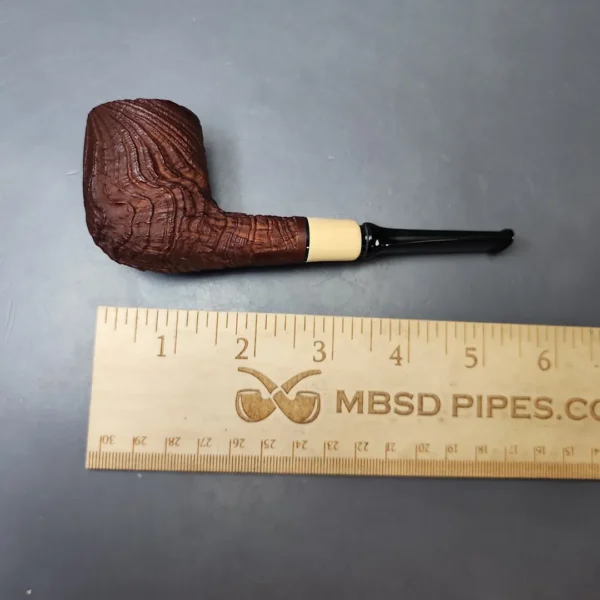 MBSD Briars by Piero Vitale Vintage Sandblasted Billiard w/ Boxwood Briar Pipe, New - Image 8