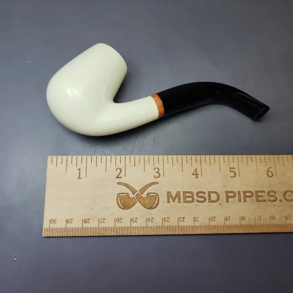 MBSD Meerschaum Deluxe Smooth Bent Billiard Block Meerschaum Pipe, Briar-Mortise, New - Image 8