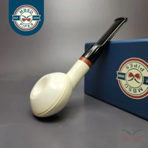 MBSD Meerschaum Deluxe Smooth Squat Rhodesian Block Meerschaum Pipe, Briar-Mortise, New