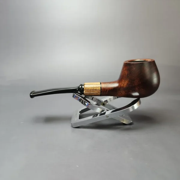 MBSD Briars by Piero Vitale Sienna Contrast Smooth Author w/ Zebrawood Briar Pipe, New - Image 7