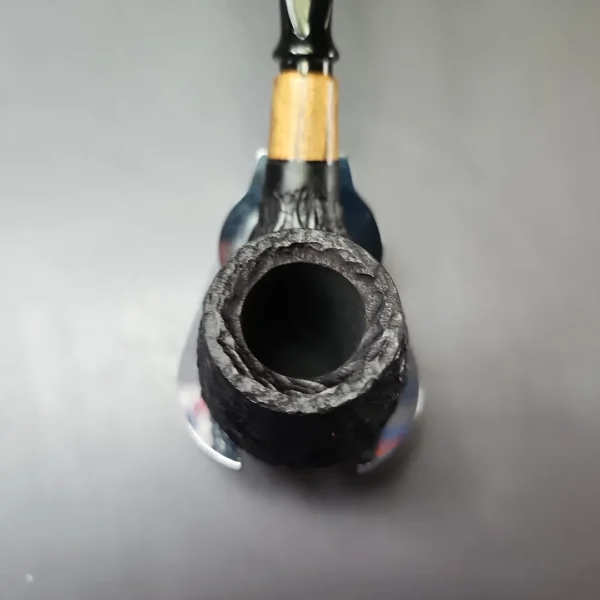 MBSD Briars by Piero Vitale Black Rusticated Brandy w/ Olivewood, Briar Pipe, New - Image 4