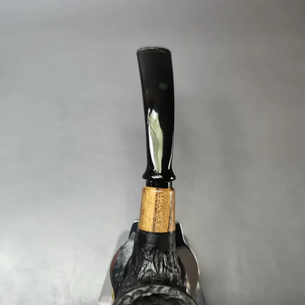 MBSD Briars by Piero Vitale Black Rusticated Brandy w/ Olivewood, Briar Pipe, New - Image 5