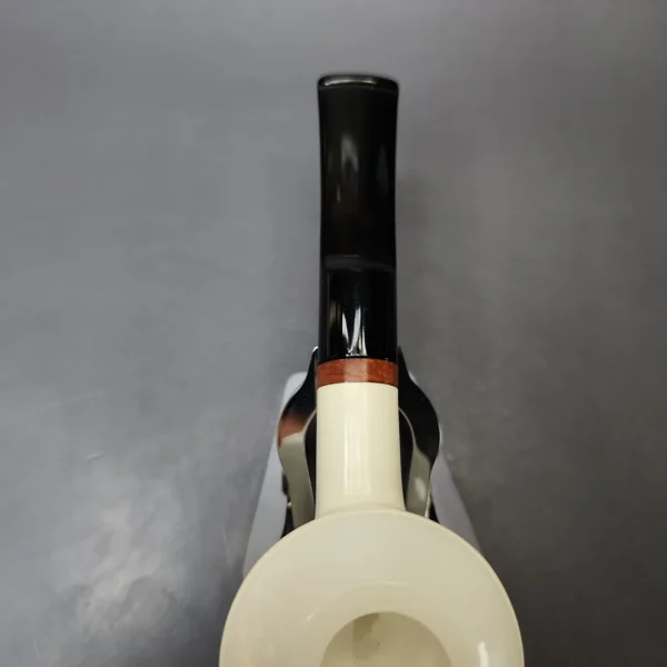 MBSD Meerschaum Deluxe Smooth Squat Rhodesian Block Meerschaum Pipe, Briar-Mortise, New - Image 5