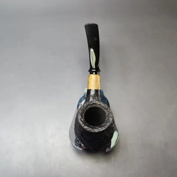 MBSD Briars by Piero Vitale Black Rusticated Brandy w/ Olivewood, Briar Pipe, New - Image 6