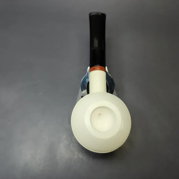 MBSD Meerschaum Deluxe Smooth Squat Rhodesian Block Meerschaum Pipe, Briar-Mortise, New - Image 6