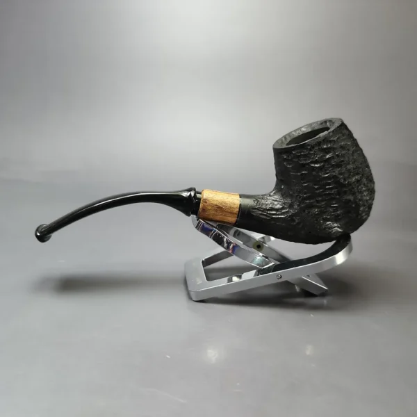 MBSD Briars by Piero Vitale Black Rusticated Brandy w/ Olivewood, Briar Pipe, New - Image 7