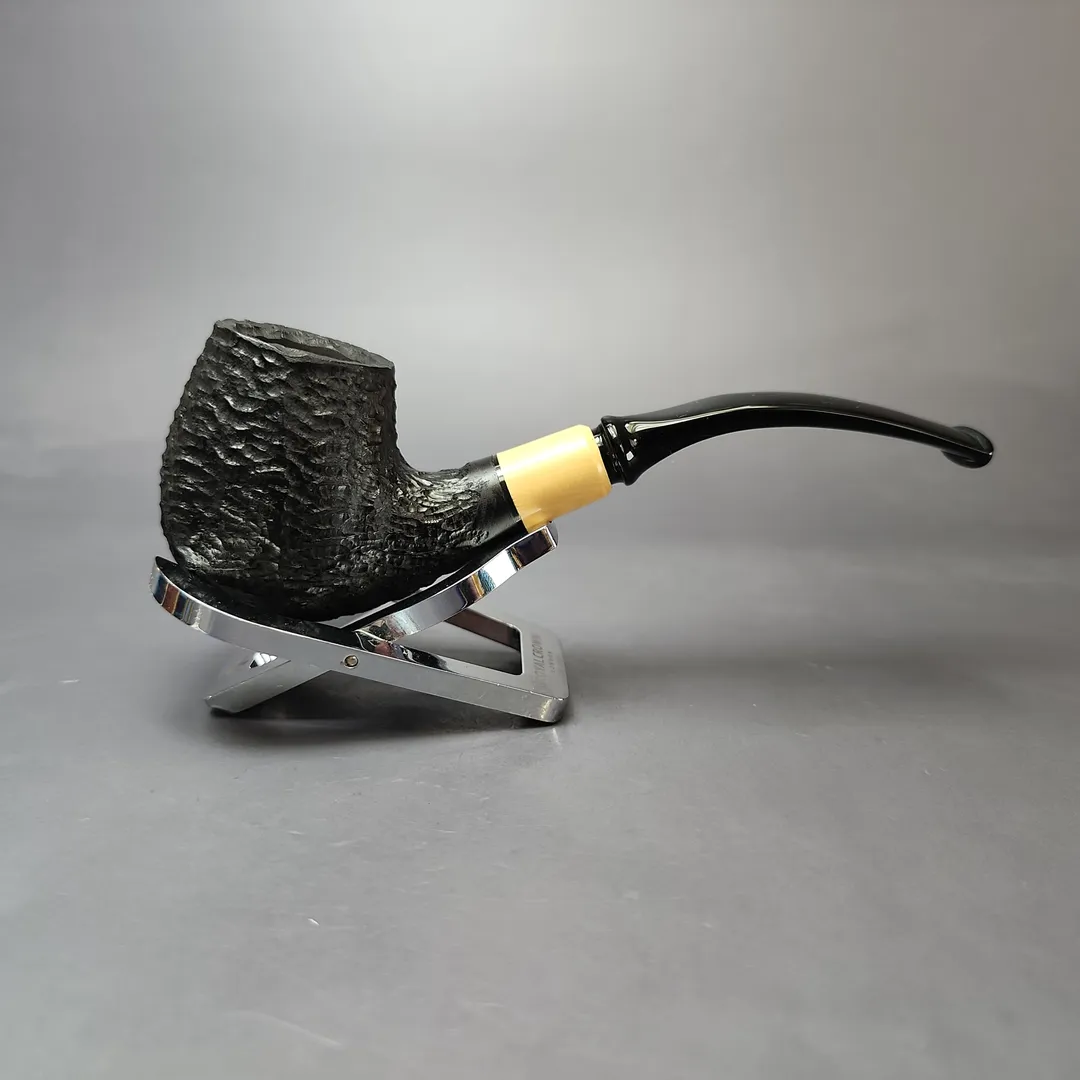 MBSD Briars by Piero Vitale Black Rusticated Brandy w/ Boxwood Briar Pipe, New - Image 2