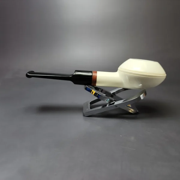 MBSD Meerschaum Deluxe Smooth Squat Rhodesian Block Meerschaum Pipe, Briar-Mortise, New - Image 7