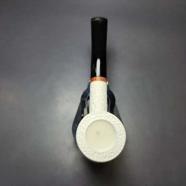 MBSD Meerschaum Deluxe Rusticated Billiard Block Meerschaum Pipe, Briar-Mortise, New - Image 8