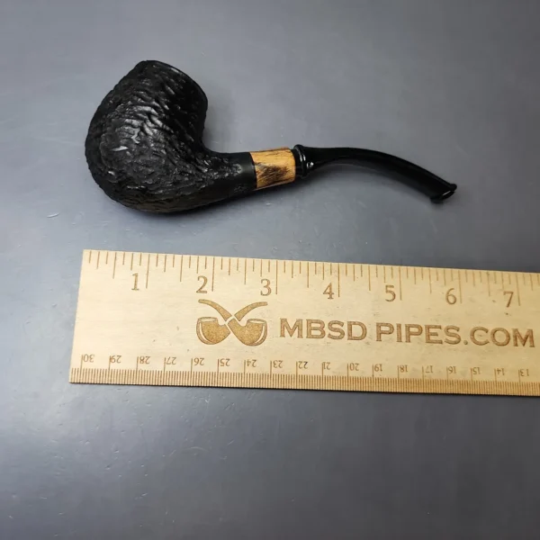 MBSD Briars by Piero Vitale Black Rusticated Brandy w/ Olivewood, Briar Pipe, New - Image 8