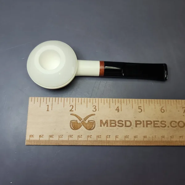 MBSD Meerschaum Deluxe Smooth Squat Rhodesian Block Meerschaum Pipe, Briar-Mortise, New - Image 8
