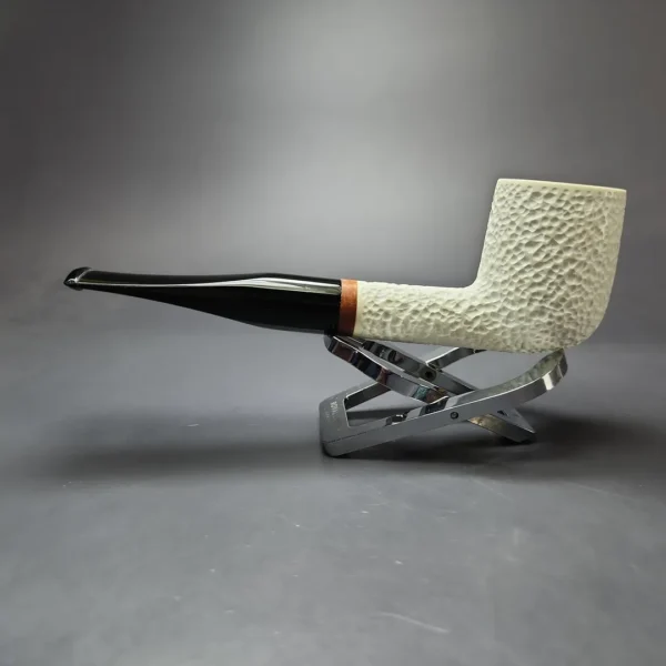 MBSD Meerschaum Deluxe Rusticated Billiard Block Meerschaum Pipe, Briar-Mortise, New - Image 9