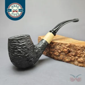 MBSD Briars by Piero Vitale Black Rusticated Brandy w/ Boxwood Briar Pipe, New