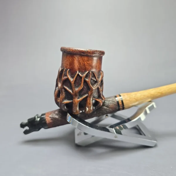Moonlight Pipes "Sprouting Cavalier" w/ Oak Handmade Briar Pipe, New - Image 3
