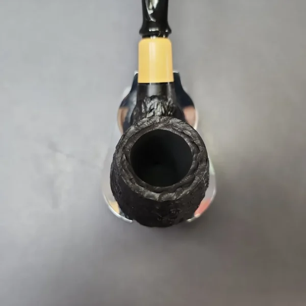 MBSD Briars by Piero Vitale Black Rusticated Brandy w/ Boxwood Briar Pipe, New - Image 4