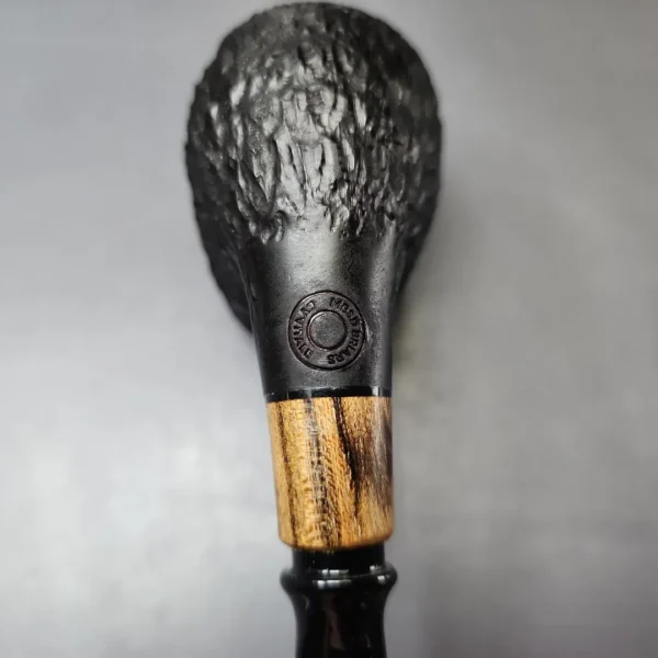 MBSD Briars by Piero Vitale Black Rusticated Brandy w/ Olivewood, Briar Pipe, New - Image 10