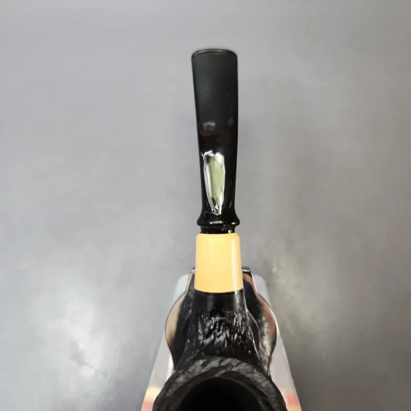 MBSD Briars by Piero Vitale Black Rusticated Brandy w/ Boxwood Briar Pipe, New - Image 5