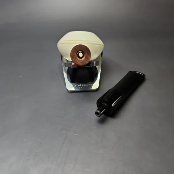 MBSD Meerschaum Deluxe Smooth Squat Rhodesian Block Meerschaum Pipe, Briar-Mortise, New - Image 10