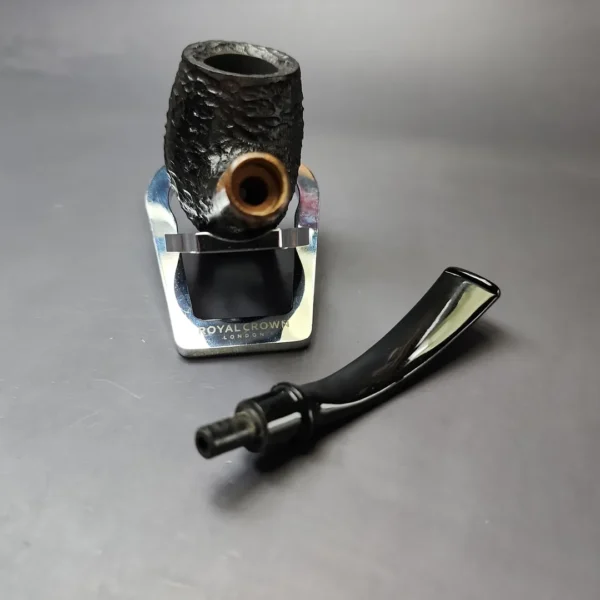 MBSD Briars by Piero Vitale Black Rusticated Brandy w/ Olivewood, Briar Pipe, New - Image 11