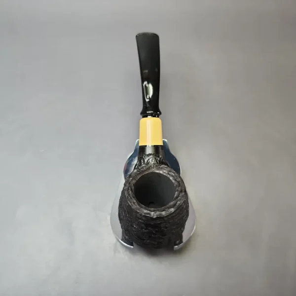 MBSD Briars by Piero Vitale Black Rusticated Brandy w/ Boxwood Briar Pipe, New - Image 6